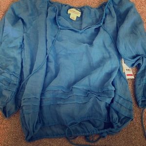 Baby blue denim and supply blouse